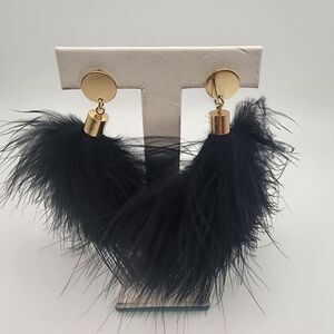 NWOT Molly Phillips Black Feather Earrings